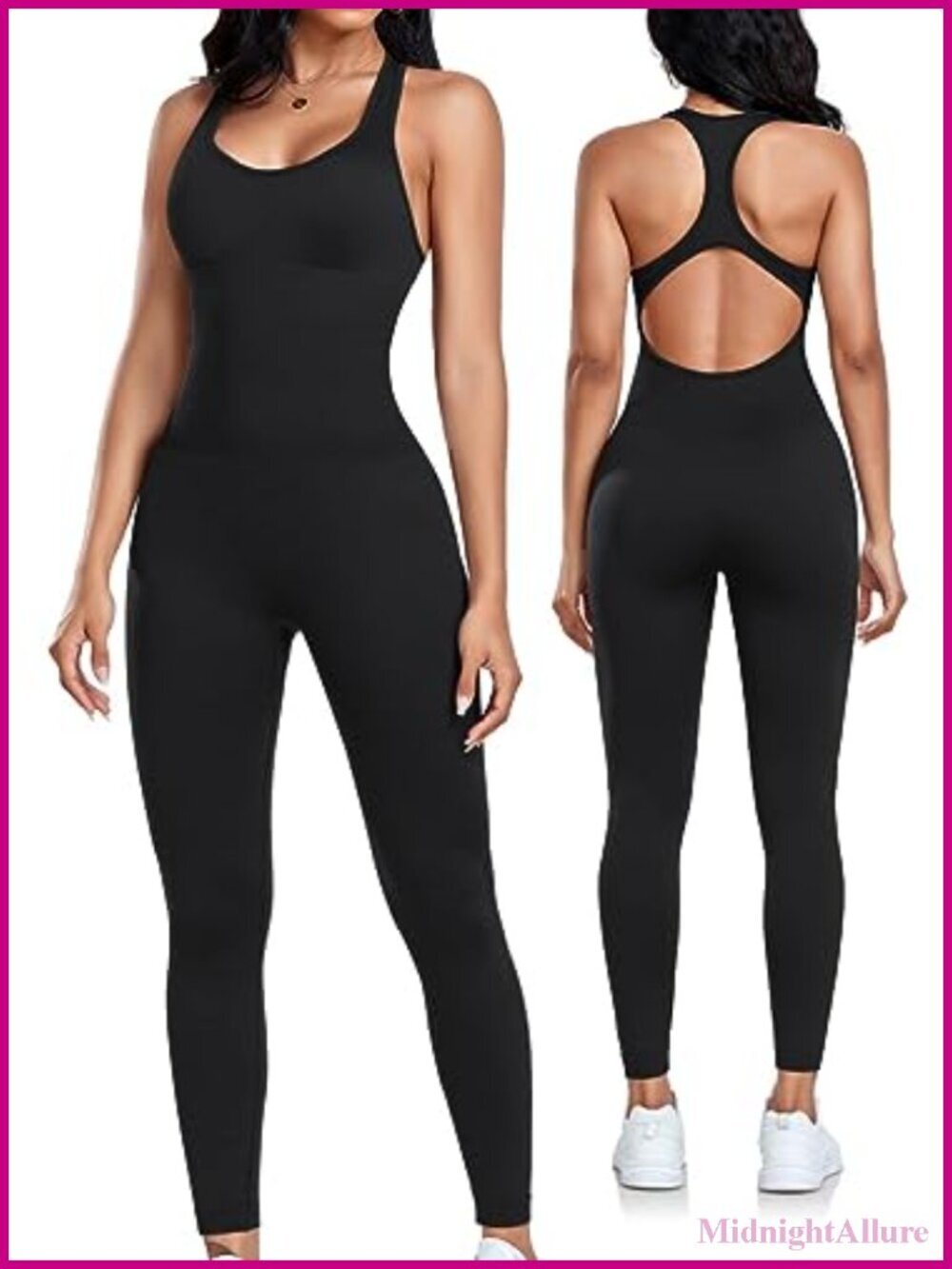 Seamless Yoga Gym Bodycon Jumpsuit Racerback Tummy Control Padded Bra Unitard